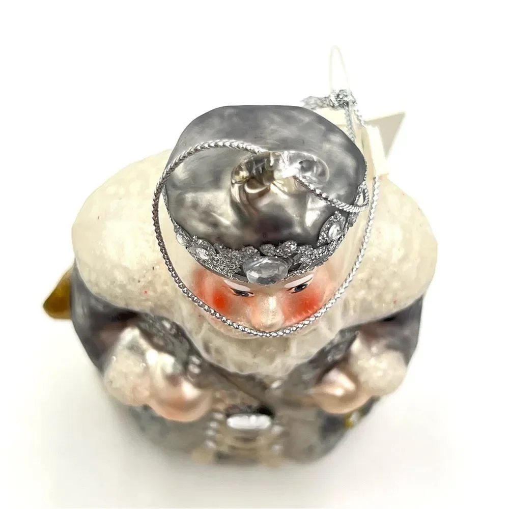 Santa Claus /‎ Wise Man Blown Glass Christmas Ornament Holiday Silver White NEW